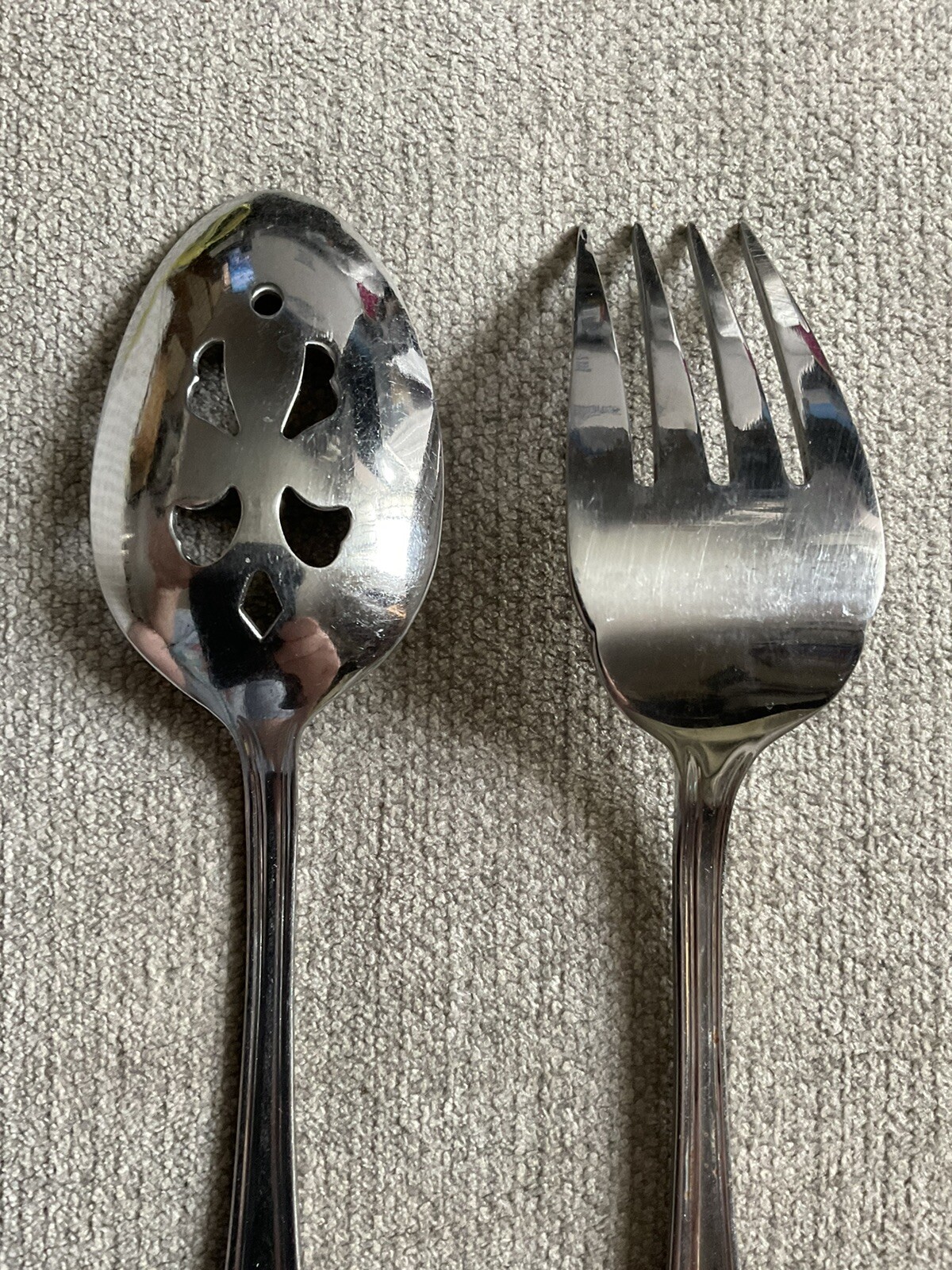 Wallace Slotted Serving Spoon & Fork Royal Thread 8.5” See Pics Replacement