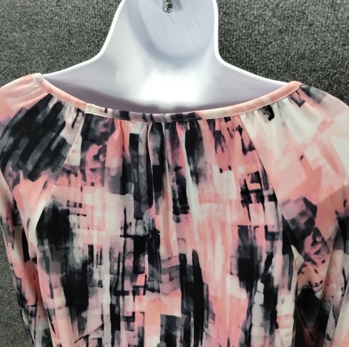 Ellen Tracy Top Womens XS Pink Black Graphic Knit Baggy Comfy Resort Travel - Picture 9 of 10