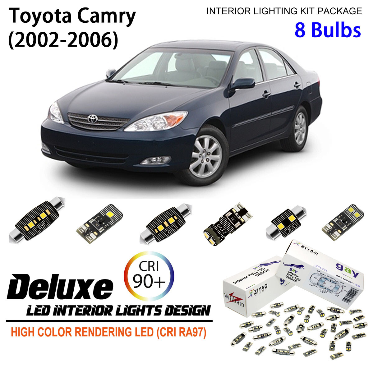 LED Interior Light Kit for Toyota Camry 2002-2006 LED Light Bulbs
