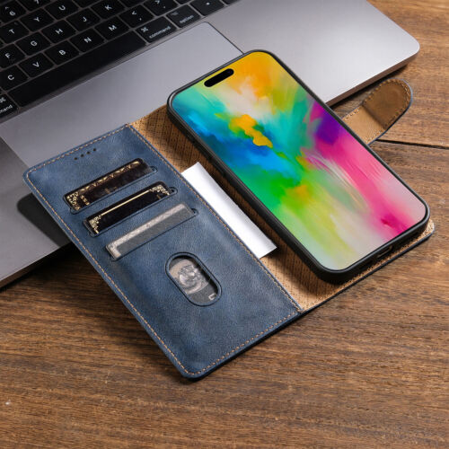 For iPhone 16 15 14 13 12 Pro Max Magnetic Leather Wallet Card Flip Case Cover - Picture 39 of 64