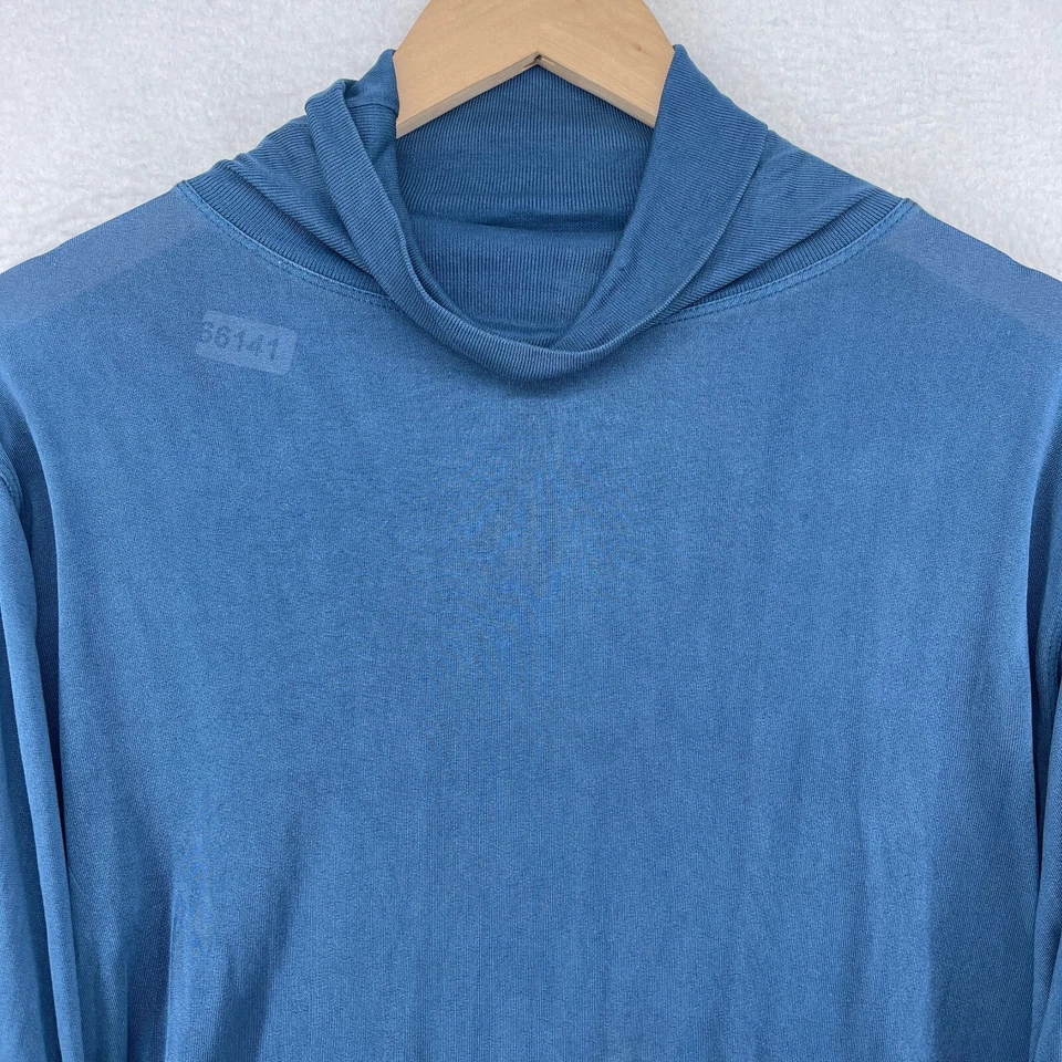 WINTERSILKS Top Mujer M Pura Seda Jersey Cuello Alto Capa Base Manga Larga Azul Foto 3 de 4