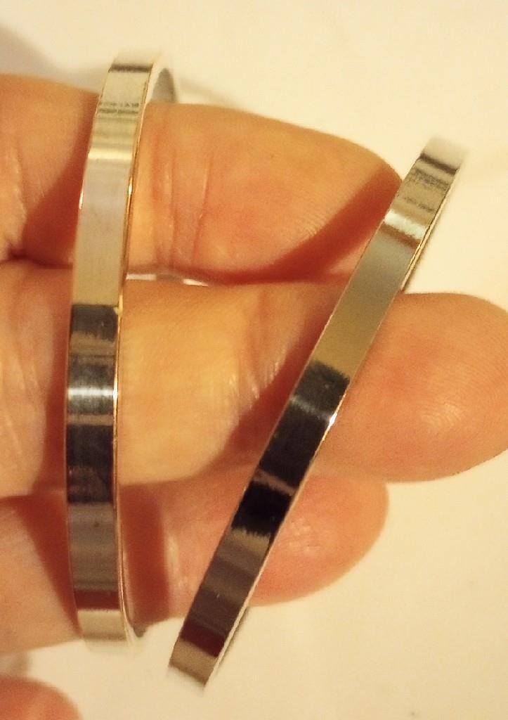 Pair Nice Quality Silver Plated Bangle Bracelets … - image 2