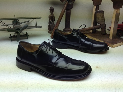 BLACK LEATHER JOHNSTON MURPHY MADE IN ITALY LACE UP OXFORD BUSINESS SHOES 9.5 M - Picture 6 of 11