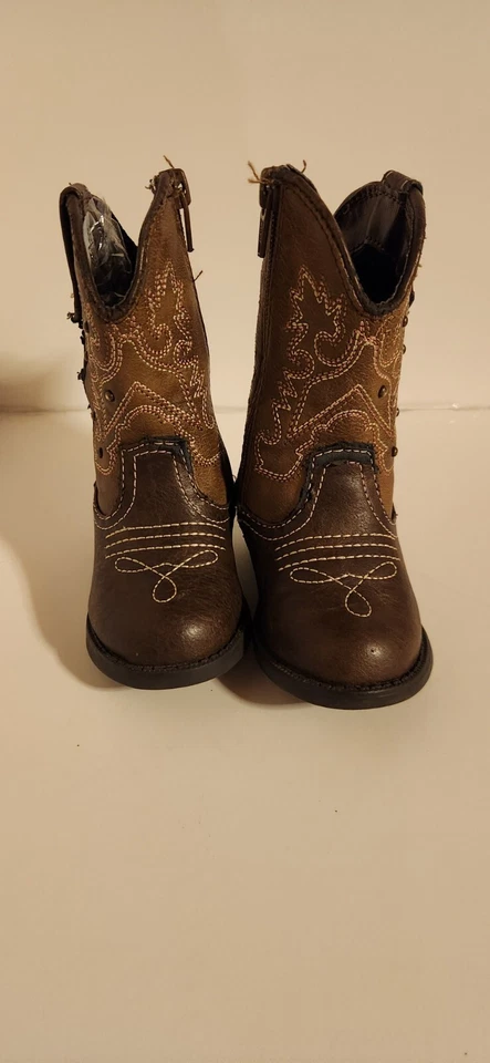 Botas de Vaquero Cherokee Infantil Niño 5 Marrón Cremallera Lateral Punta Redonda Western Foto 2 de 4