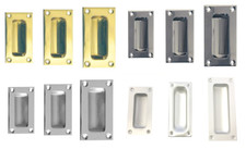 Flush Rectangular Slide Pull Handle -Brass, Polished & Satin Chrome / Aluminium 