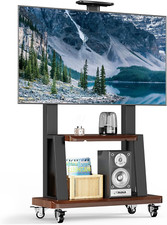 Rolling Mobile TV Stand for 32-75" Screens, Height Adjustable, 180lbs Capacity