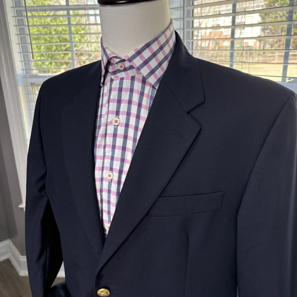 Abrigo deportivo Ralph Lauren para hombre talla 42S de un solo pecho azul marino botones dorados Foto 2 de 4