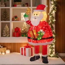 6FT Pop up Pre-Lighted Christmas Santa Claus Outdoor Decorations LED,Collapsible