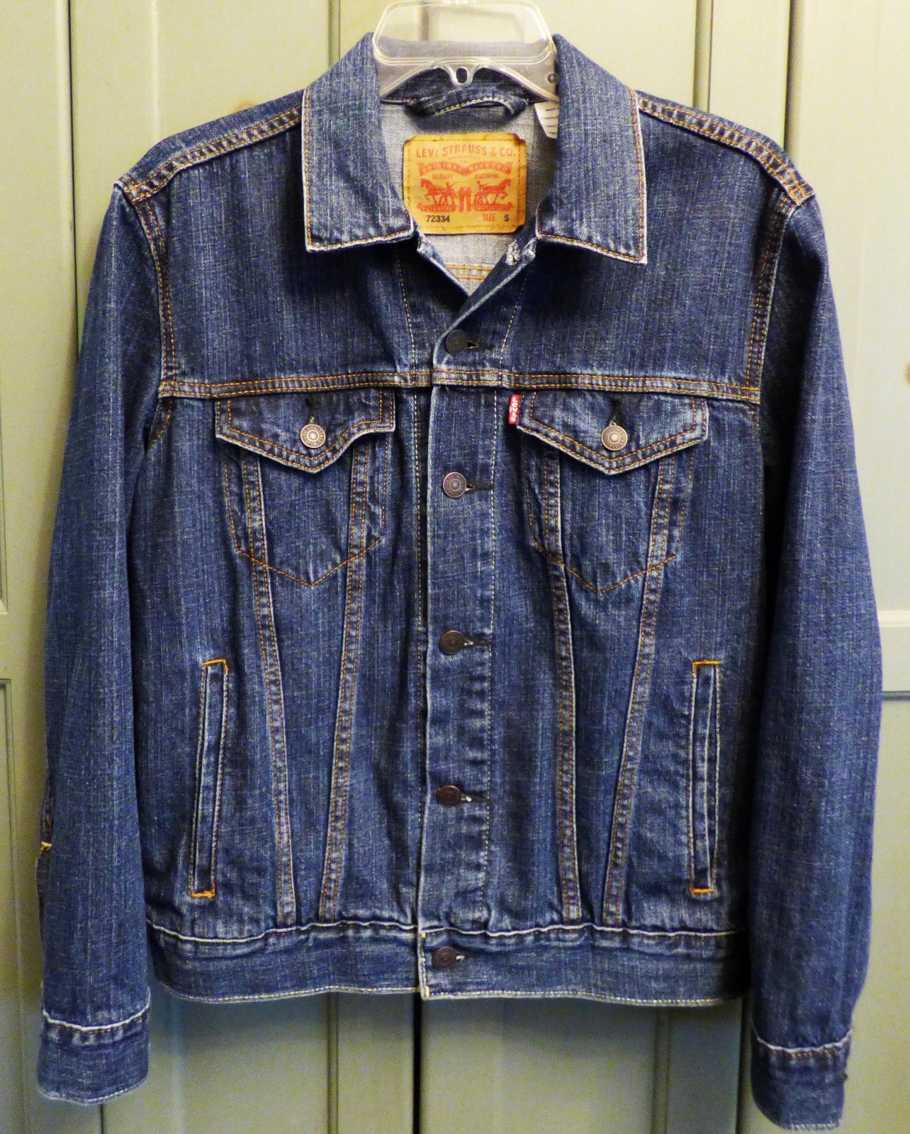 Levi's Trucker Jacket Mens Small Blue Denim Type 3 Standard Button Up 72334 EUC