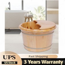 Foot Bath Barrel Soaking Bath Tub Bucket Wooden Washing Sauna Foot Basin W/Lid
