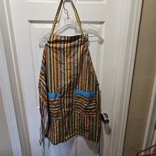 Colorful fabric bib apron vibrant zigzag geometric stripe pattern