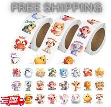 3 Rolls Animal Stickers for Kids, 1500 PCS Kids Stickers Bulk for Toddlers