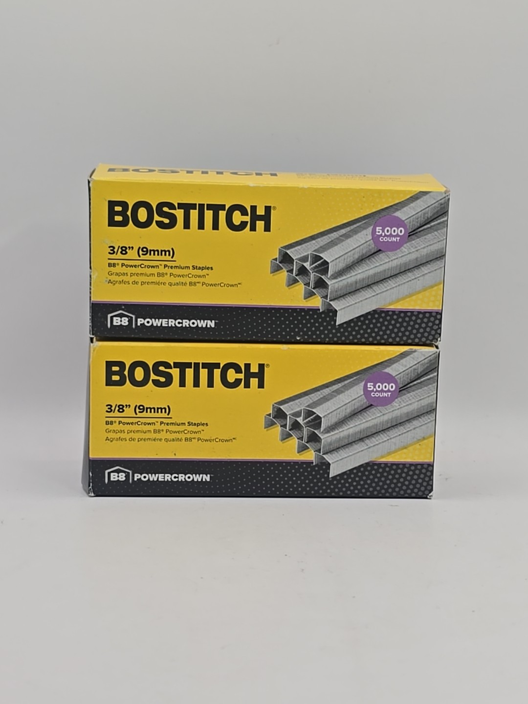 Bostitch Lot of 2 Boxes of B8 PowerCrown Premium Staples 3/8" (9mm)Leg 5000/Box