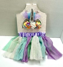 Girl Unicorn Horn  TuTu Set Bow  Fancy Head Band Fits 0-12 Purple Pink