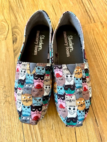 Bob's by Sketchers Scratch Party Cat Flat Slip On Shoes Memory Foam Sz 7.5 - Picture 2 of 6
