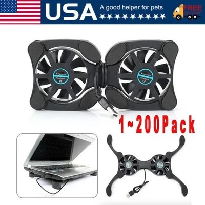 Dual USB Cooling Fan Pad Foldable Slim Fans Cooler Stand for Laptop Notebook Lot