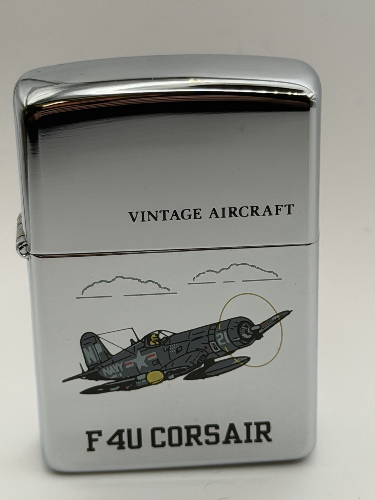 Vintage 1993 F4U Corsair Vintage Aircraft High Polish Chrome Zippo Lighter NEW