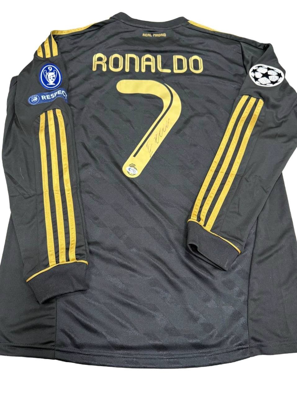 Cristiano Ronaldo Signed Autographed Real Madrid Jersey #7 Black Gold BAS COA