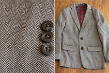 Izod Boys Herringbone Tweed Blazer Jacket Size 8 Gray Plaid Lined Dress Coat