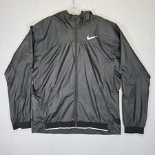 Nike Windbreaker Jacket Mens Large Black Hooded Essential Training Track Dri-Fit