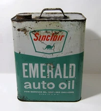 Vintage Sinclair Emerald Auto Oil 2 Gallon Can Tin Petroliana