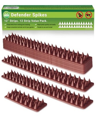 Bird Spikes - 12-Piece, 12 Ft Total, Woodpecker - Animal Deterrent & Plastic ...