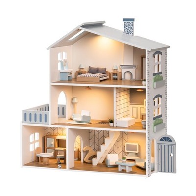 ROBUD Doll House, Wooden Dollhouse with 6 Rooms, 29-pcs Realistic Accessories...