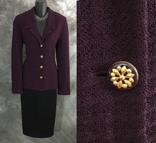 BEAUTIFUL St John collection jacket wine purple knit suit blazer size 8