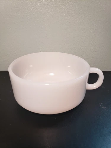 Vintage Glasbake Soup Bowl/Mug Milkglass White Made in USA