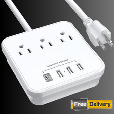 6 Ft Power Strip with 3 Outlets  4 USB Ports 1 USB C 7in1 Non Surge Protector
