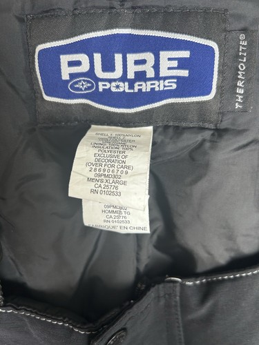 Polaris Snowmobile Bibs Mens XL Black Velocity Snow Pants Embroidered Thermolite - Picture 7 of 15