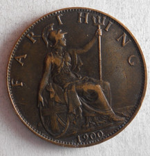 1900 GREAT BRITAIN FARTHING - Excellent Coin - FREE SHIP - Bin #45