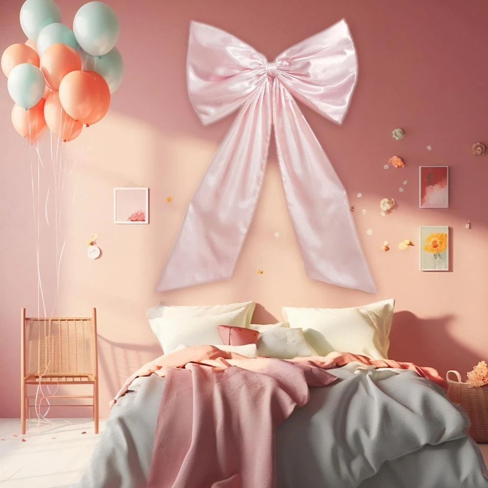 Large Bow Coquette Giant Ribbon Tie for Birthday Party Backdrop Wall Decor 61cm - Image 3 of 4
