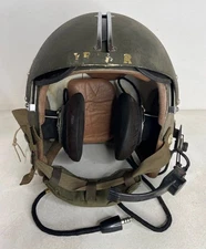Vintage Vietnam Era US Military Pilot Flight Helmet Gentex W/ Visor & Mic Large