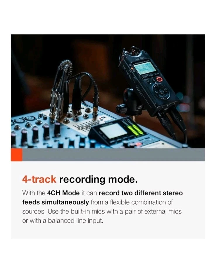 TASCAM DR-40X Four Track Digital Audio Recorder And Usb Audio Interface - Image 4 of 4