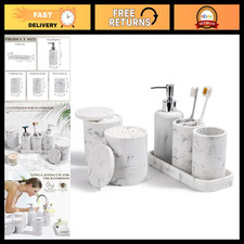 6-Piece Bathroom Accessories Set - Soap Dispenser, Toothbrush Holder, Vanity Tra