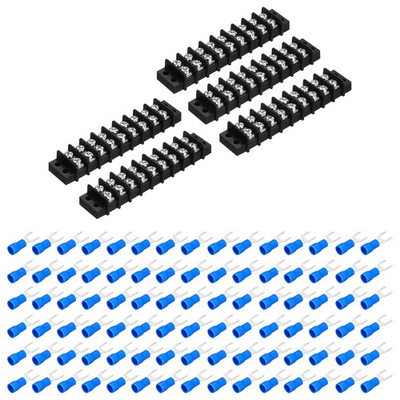#ad #ad 5Pcs Terminal Block 300V 20A Dual Rows 9P PA66 with 90Pcs 16A Fork Connectors $28.49