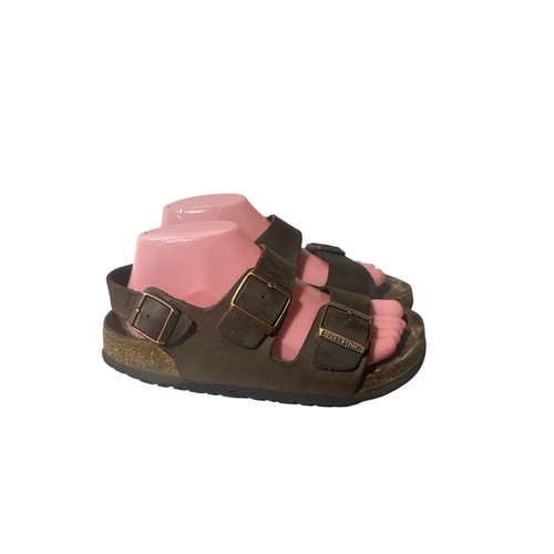 Birkenstock Arizona Softbed Pantoletten Sandalen 38 Leder Braun Pantoletten Damen US 7,5
