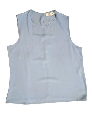 Diane von Furstenberg DVF Blue Sleeveless Blouse L Shell Tank Top Solid Summer