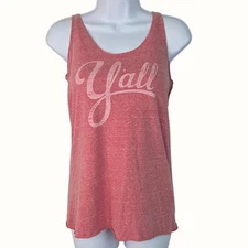 Lady Y'all Heather Pink Sleeveless Racerback Graphic Tank Top Women's SIze Large