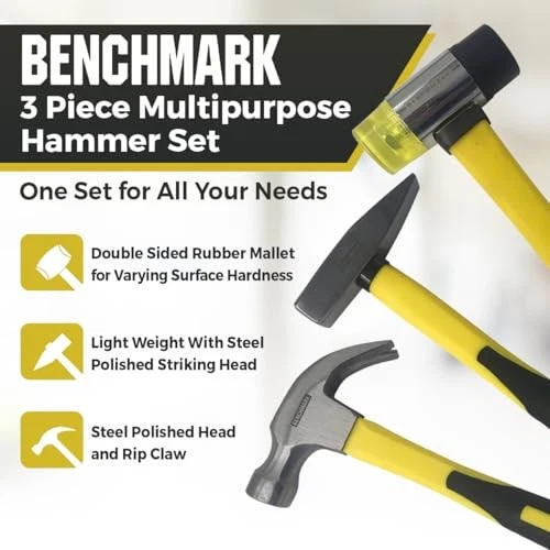 - Juego de martillos de 3 piezas; 16 OZ. Martillo de garra, martillo de tachuela; mazo de goma (doble... Foto 2 de 4