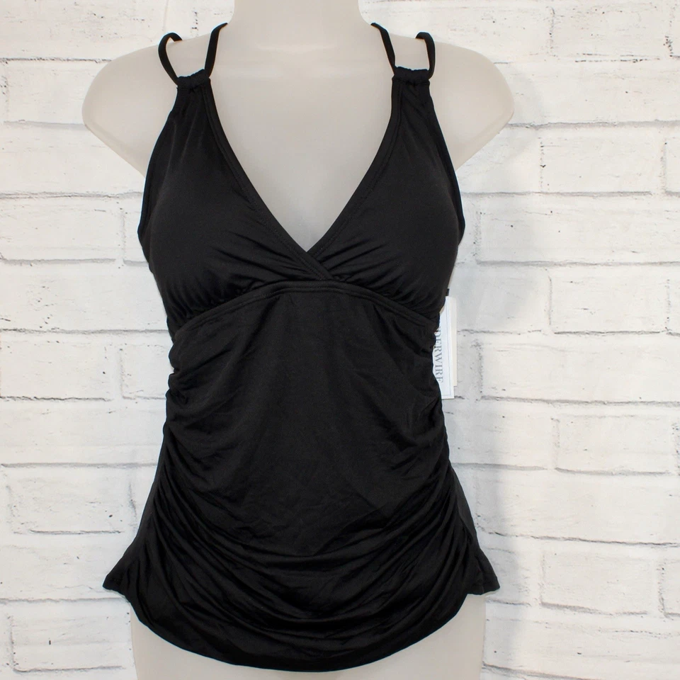 La Blanca Island Goddess Black Strappy-Back Underwire Tankini Top Size 6 $91 NWT - Image 3 of 4