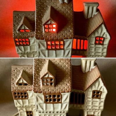 RETRO BRUTALIST Studio SHELF pottery TUDOR Mansion House, Lamp miniature world