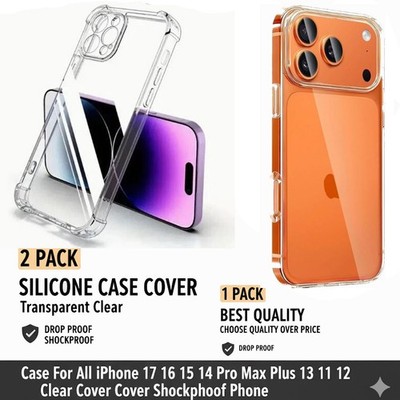 Hülle für iPhone 17 16 15 14 Pro Max Plus 13 11 12 7 Klar Cover Stoßfest 2er Pack