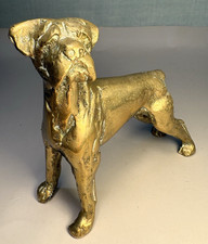 Brass Solid Boxer Dog Figure Sculpture 12 x 12cm Collectible