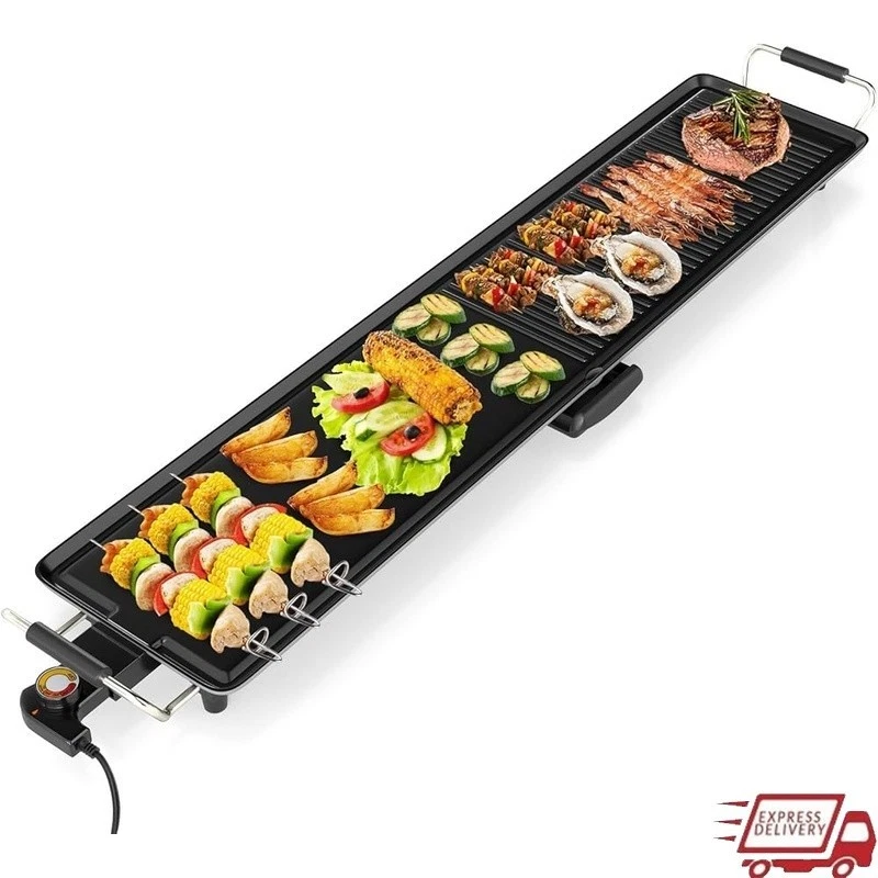 Electric Griddle Nonstick Dual Cooking Surface 4 Temp Control Drip Tray New