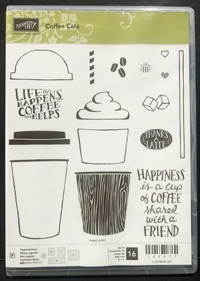 Stampin Up COFFEE CAFE 143677 Stamp Set Of 16, Iced Coffee Hot Chocolate, Latte