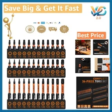 Torx Bit Set 36pcs Security Tamper Proof T5-T40 Impact Driver S2 Steel