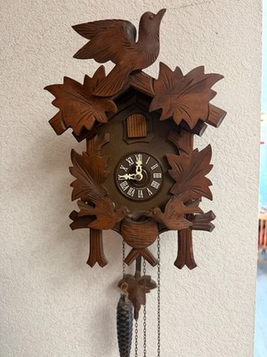 RARE Helmut Kammerer Black Forest 1 day cuckoo clock - 2 Animated Birds w/Baby
