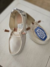 NWT Hey Dude Wendy Women  s Size 8 Slub Linen Neutral Stretch Slip-on Shoe New